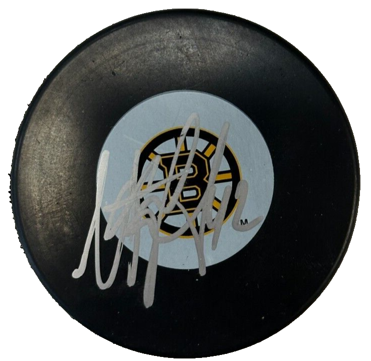Trent Whitfield Autographed Boston Bruins Hockey Puck NHL