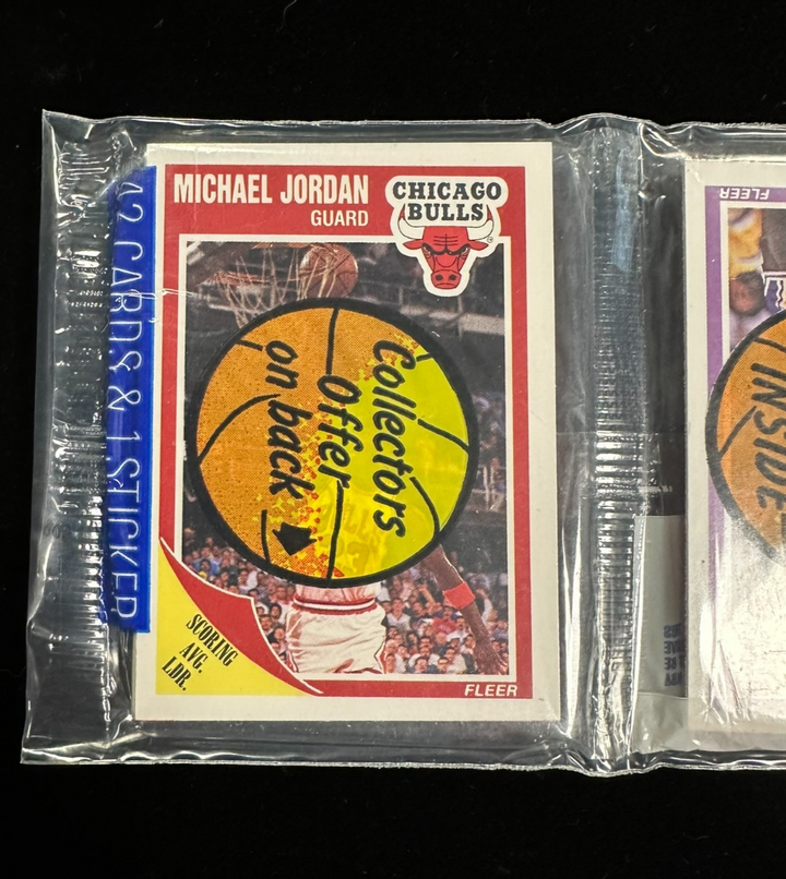 1989 Fleer Basketball Rack Pack Michael Jordan on Front Bird Sticker on Back