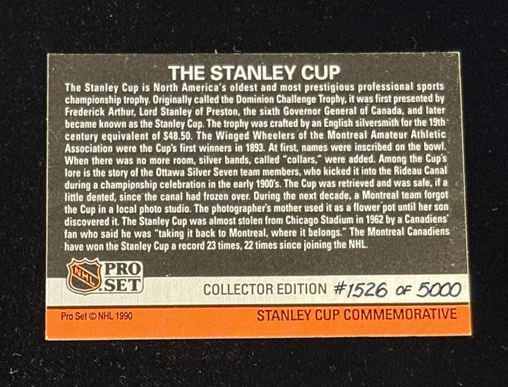 1990 Pro Set Hockey Stanley Cup Hologram 1526/5000