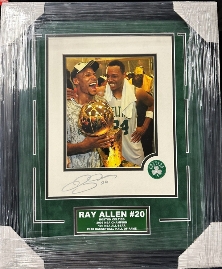 Ray Allen Autographed 8x10 Boston Celtics 2008 NBA Finals Celebration Photo BAS