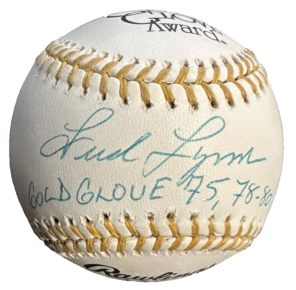 Fred Lynn Autographed Rawlings Gold Glove Baseball Red Sox W GG 75,78,80