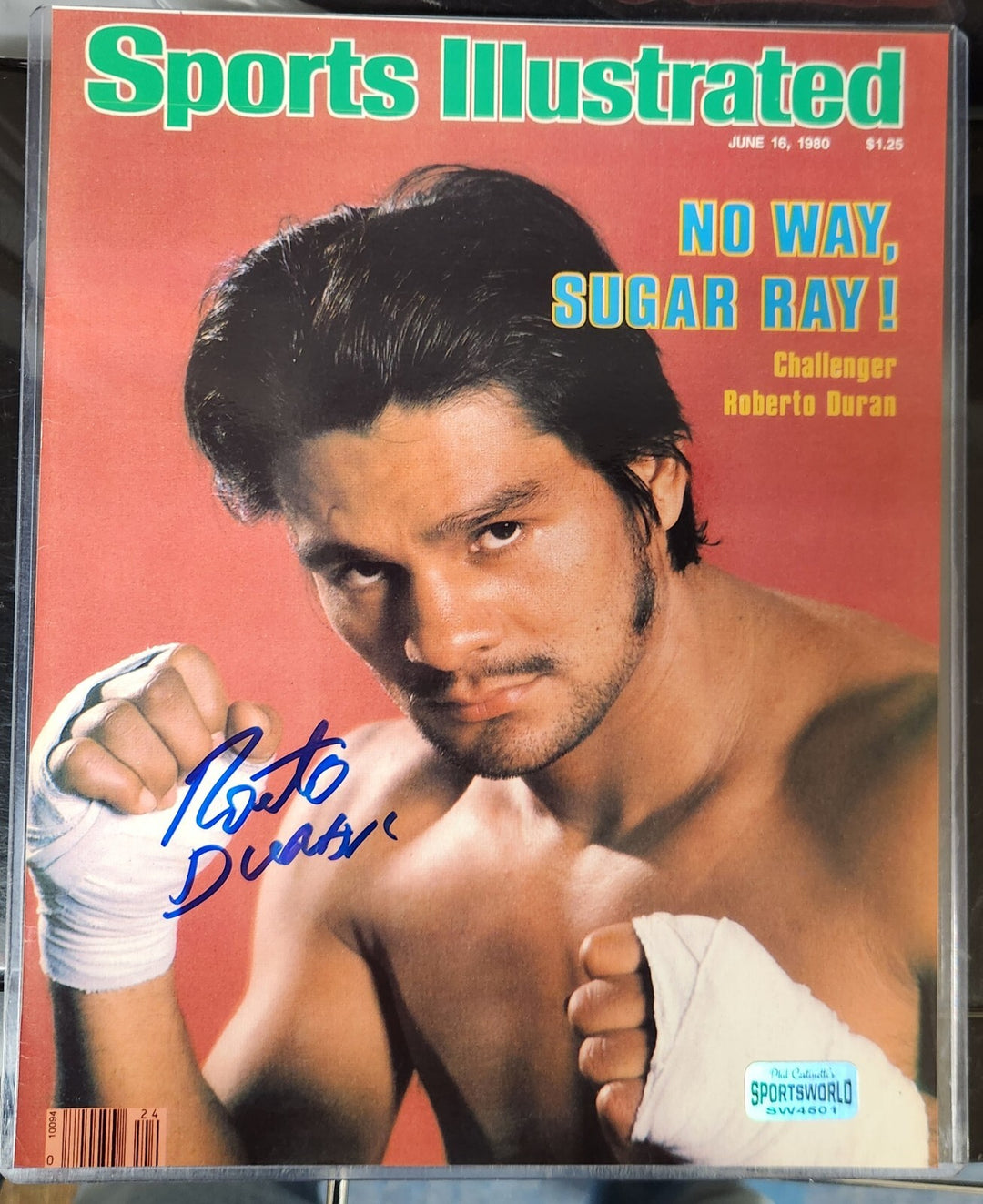 Roberto Duran Signed Sports Illustrated Replica Cover Photo Boxing HOF COA