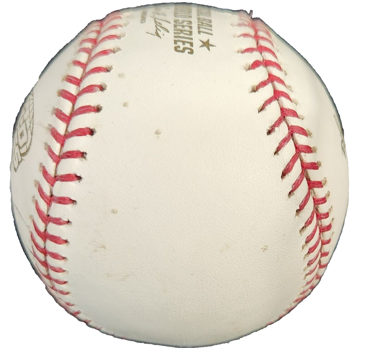 Bob Stanley Signed 2004 World Series Baseball W/ 86 Cursed & 04 Reversed Insc