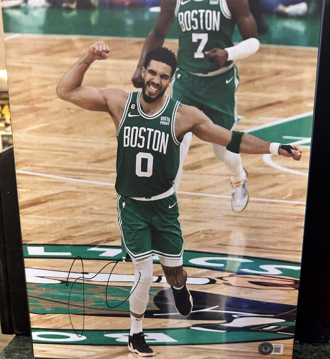 Jayson Tatum Autographed 11x14 Canvas Photo Boston Celtics BAS