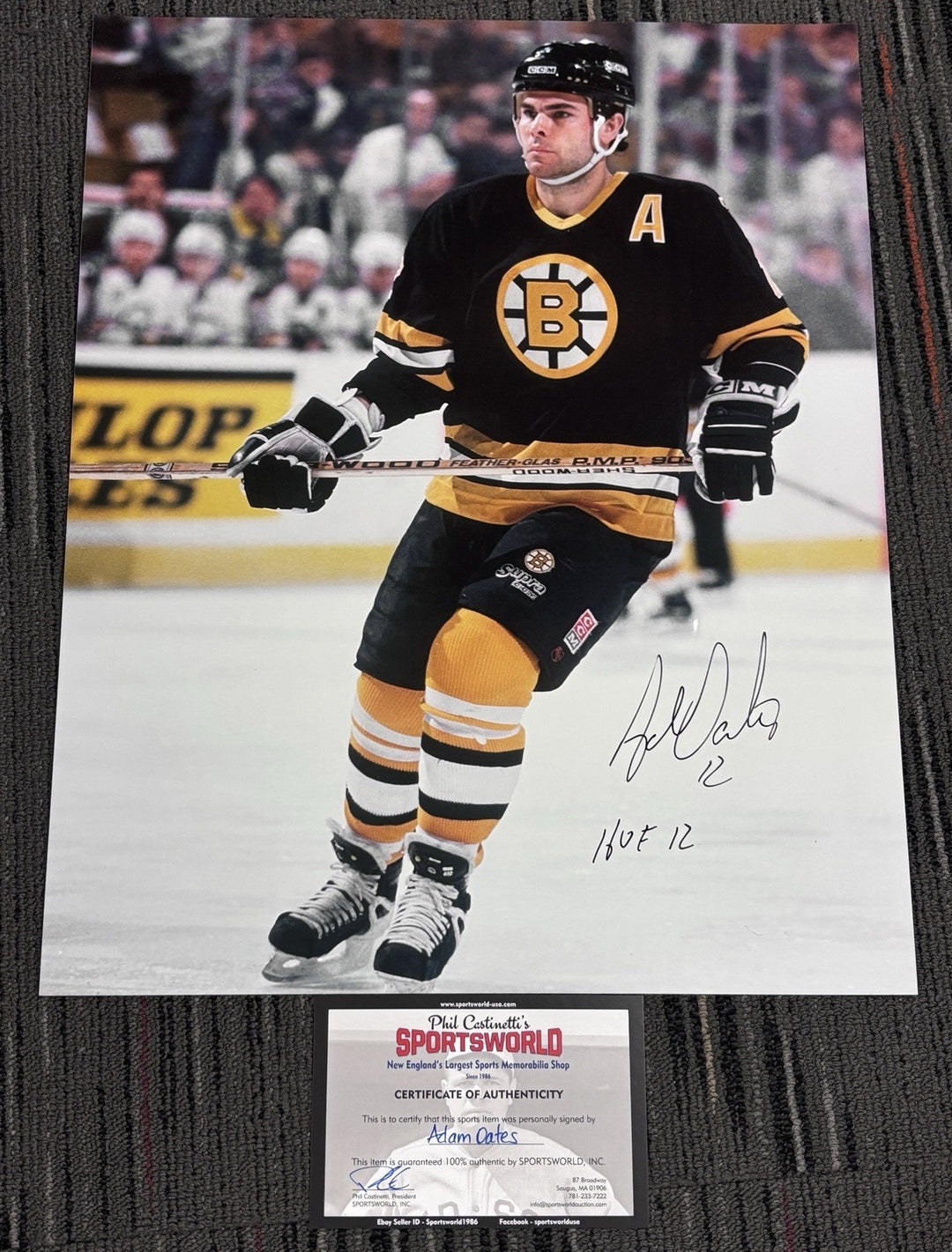 Adam Oates Autographed Boston Bruins 16x20 Photo W/ HOF 12 NHL