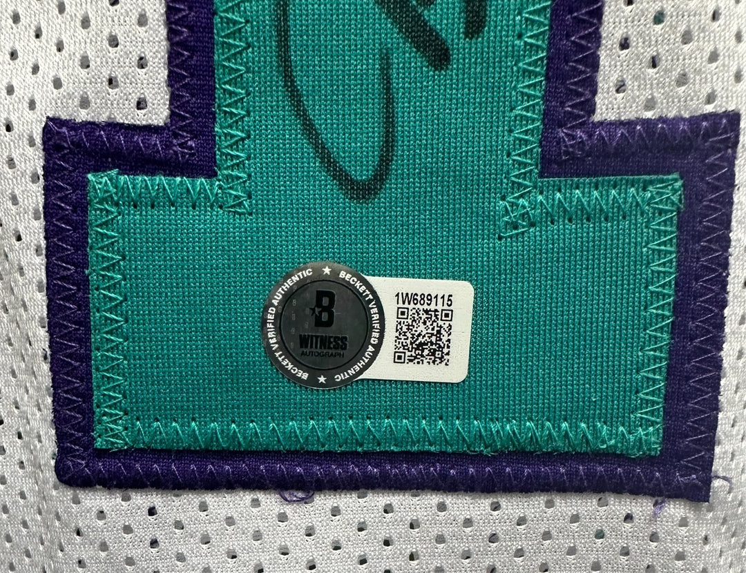 Muggsy Bouges Autographed Charlotte Hornets Replica Jersey BAS NBA