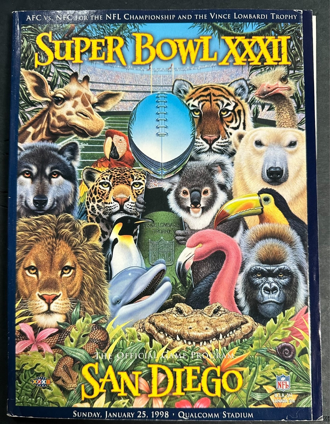 1998 Super Bowl XXXII Football Program Denver Broncos Vs Green Bay Packers