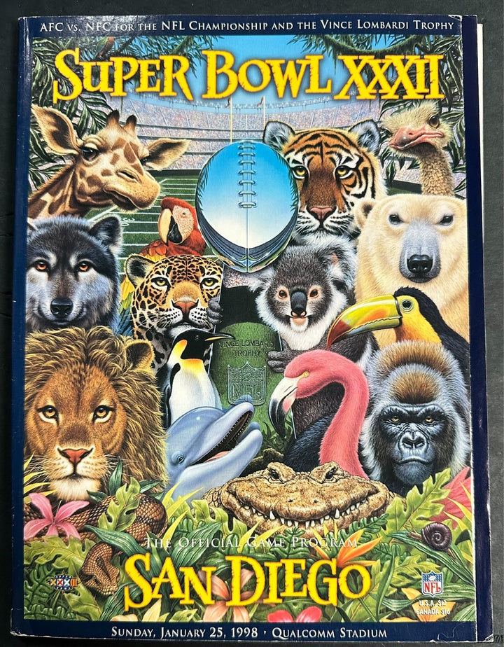1998 Super Bowl XXXII Football Program Denver Broncos Vs Green Bay Packers
