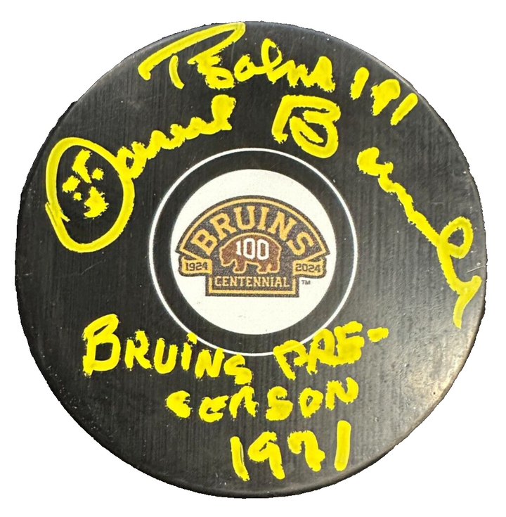 Dan Bouchard Autographed Boston Bruins 100th Anniversary Puck NHL