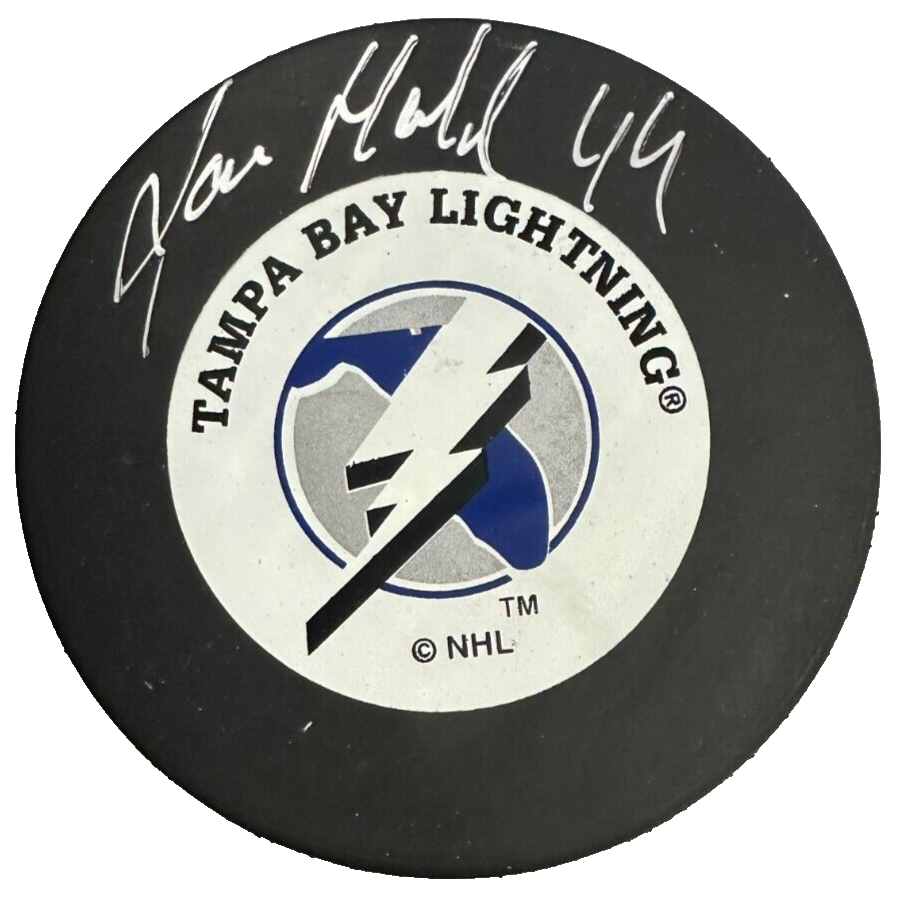 Roman Hamrlik Autographed Tampa Bay Lightning Hockey Puck