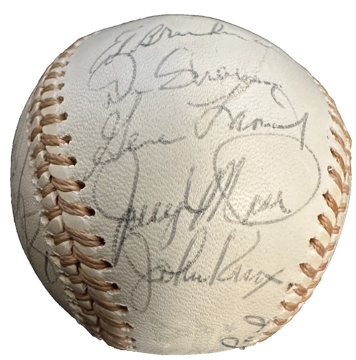 1974 Detroit Tigers Team Autographed Baseball Kaline Brown Lolich
