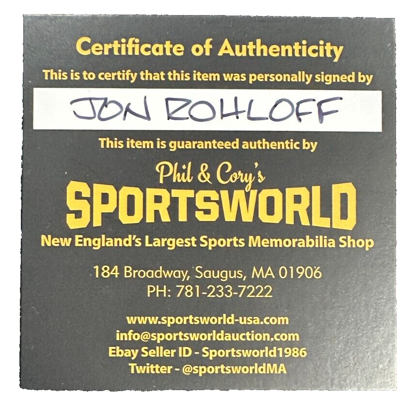 Jon Rohloff Autographed Boston Bruins Hockey Puck NHL