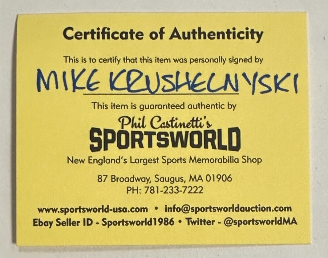 Mike Krushelnyski Autographed Boston Bruins Hockey Puck NHL