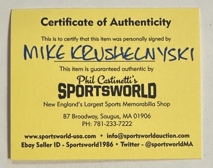 Mike Krushelnyski Autographed Boston Bruins Hockey Puck NHL