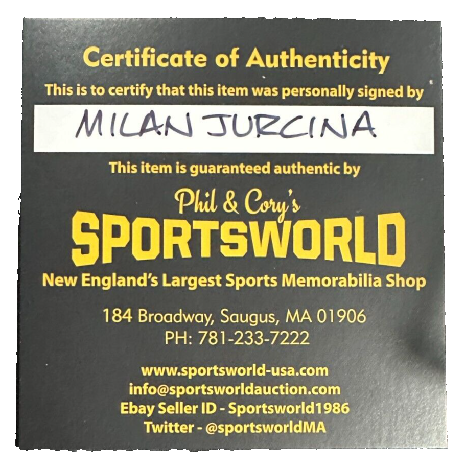 Milan Jurcina Autographed Boston Bruins Hockey Puck NHL