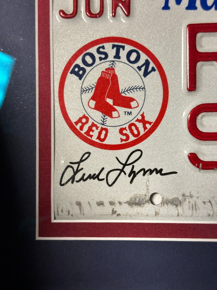 Fred Lynn Signed Red Sox Massachusetts License Plate 76AG W/ 76 ASG 1-3 HR Insc