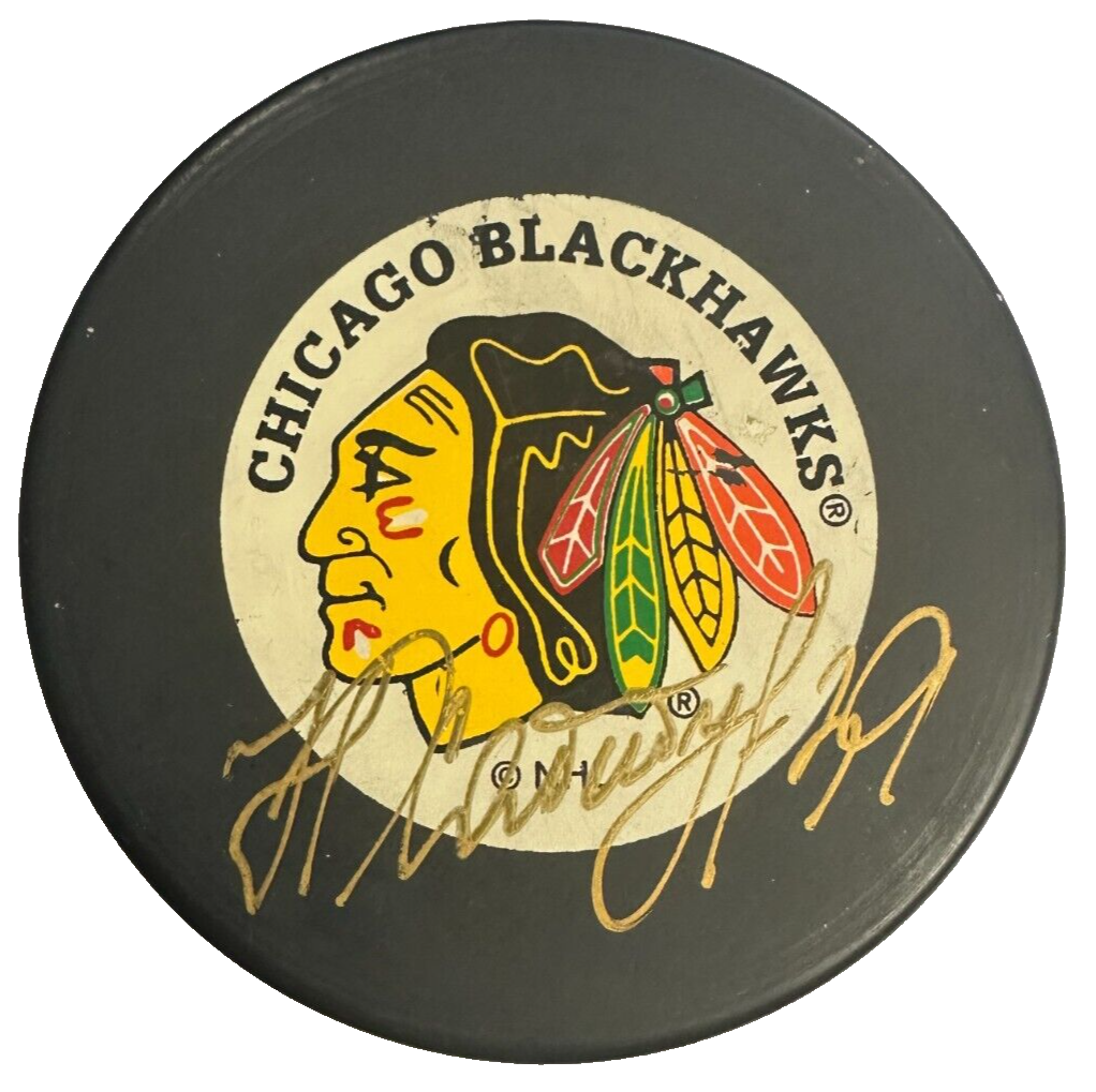 Nikolia Khabibulin Autographed Chicago Blackhawks Hockey Puck NHL