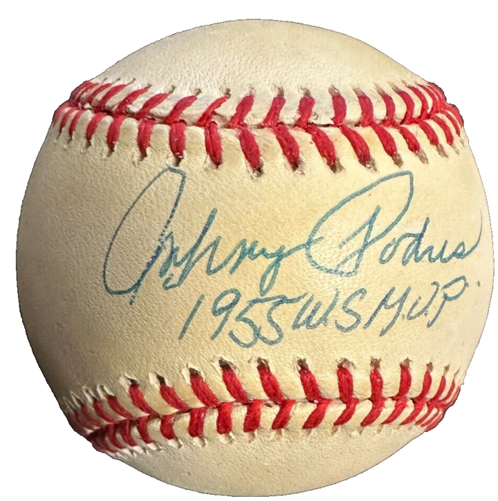 Johnny Podres Autographed Official National League Baseball W/ 1955 WS MVP Insc