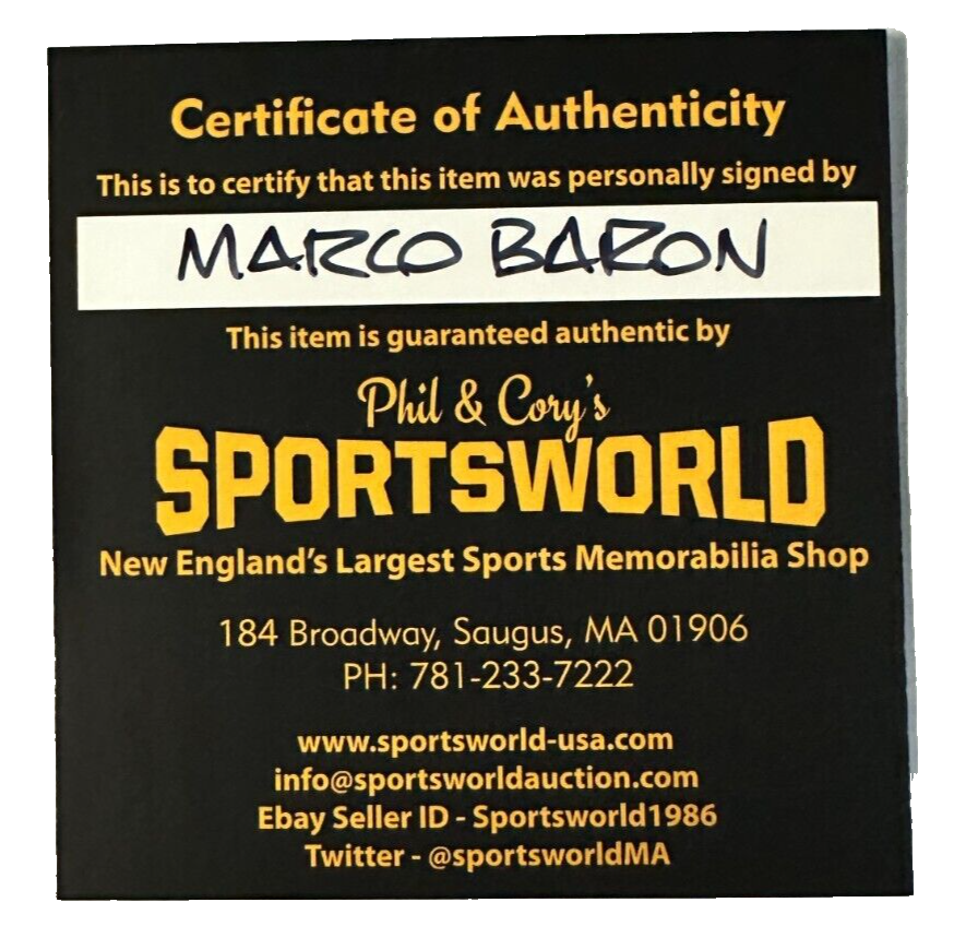 Marco Baron Autographed Boston Bruins Hockey Puck NHL