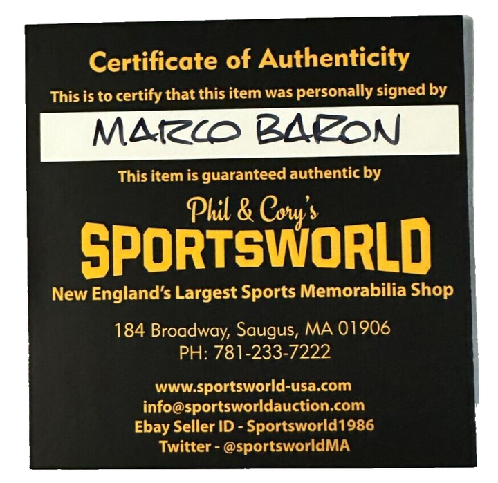 Marco Baron Autographed Boston Bruins Hockey Puck NHL