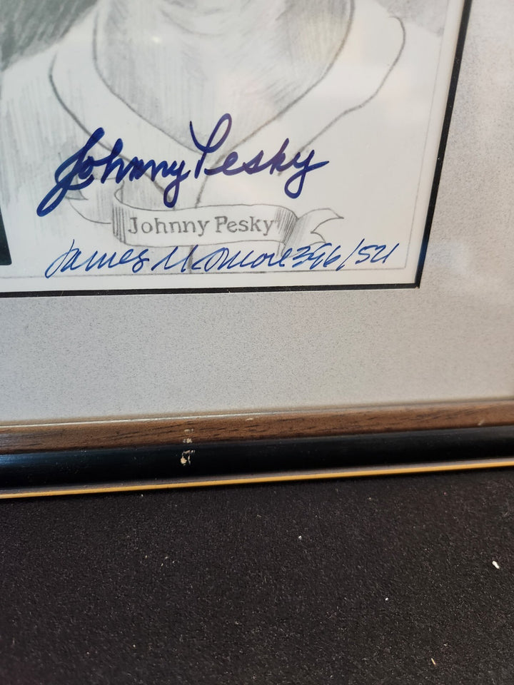 Ted Williams DiMaggio Pesky Pellegrini Doerr Signed Amore Sketch /521 GD COA