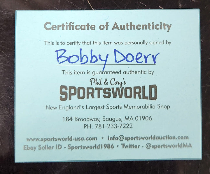 Bobby Doerr Signed American League Baseball Boston Red Sox HOF COA