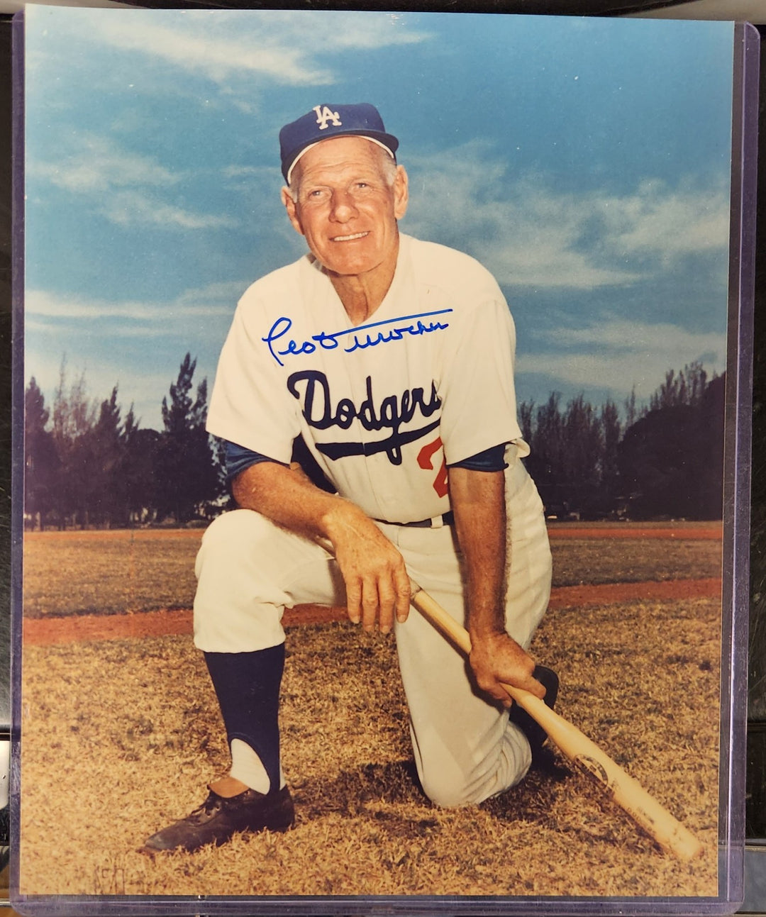 Leo Durocher Signed 8x10 Photo Los Angeles Dodgers HOF COA
