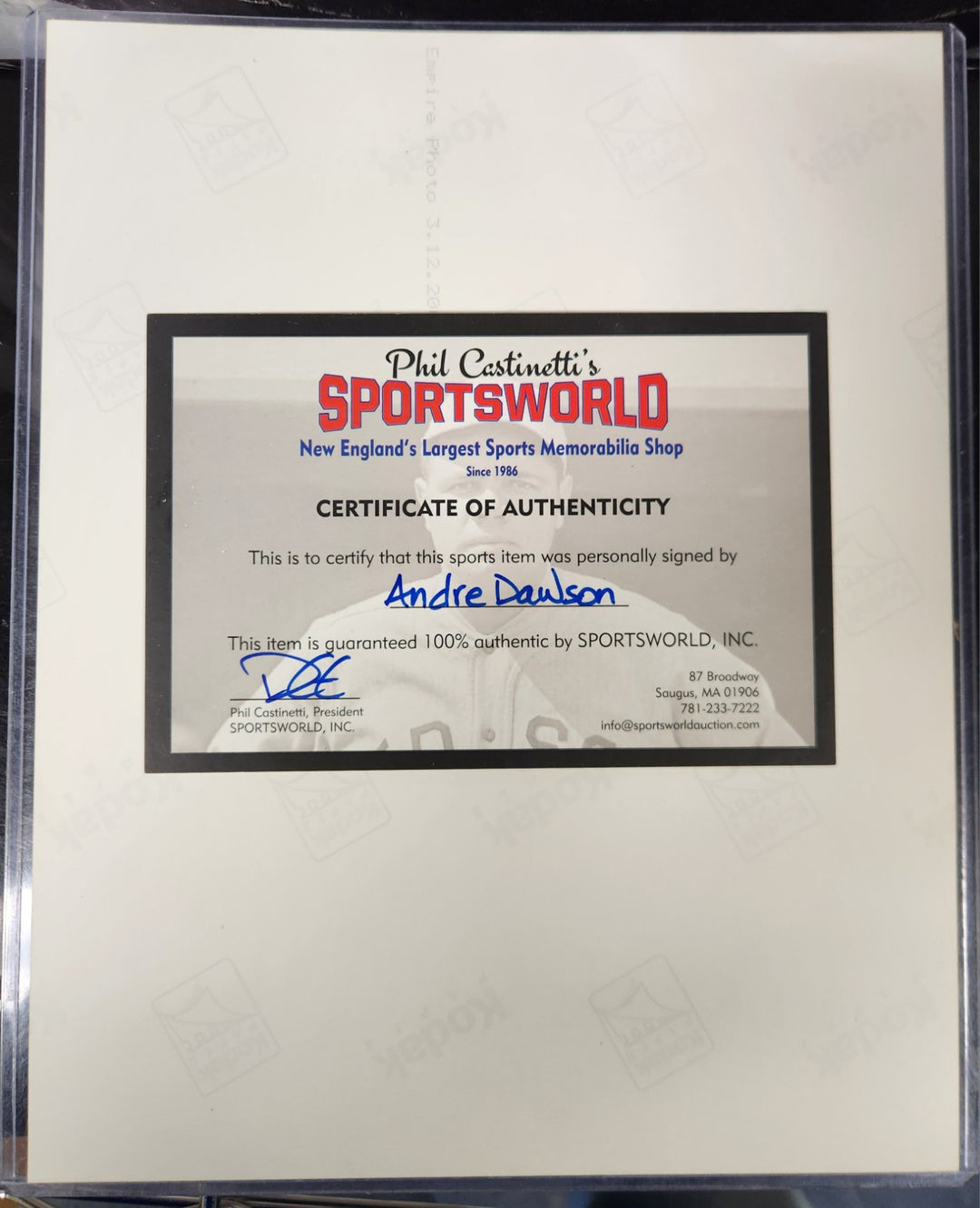 Andre Dawson Signed 8x10 Photo Chicago Cubs Boston Red Sox Expos HOF COA