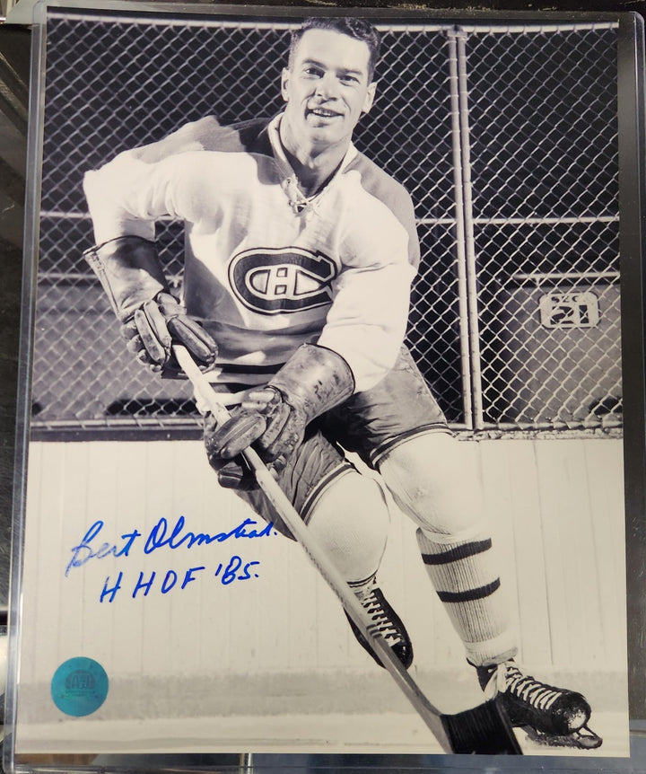 Bert Olmstead Signed 8x10 Photo Montreal Canadiens HOF COA