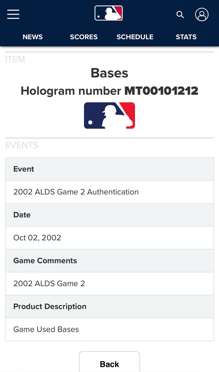 10-2-2002 MLB AL Division Series Base MLB Authentic Angels Vs Yankees