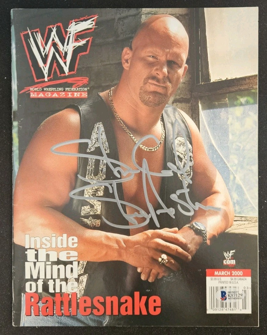 Stone Cold Steve Austin Signed March 2000 WWF Magazine BAS COA