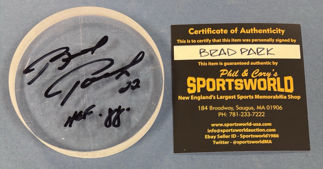 Brad Park Signed With HOF 88 Original Boston Garden Glass Piece Sportsworld