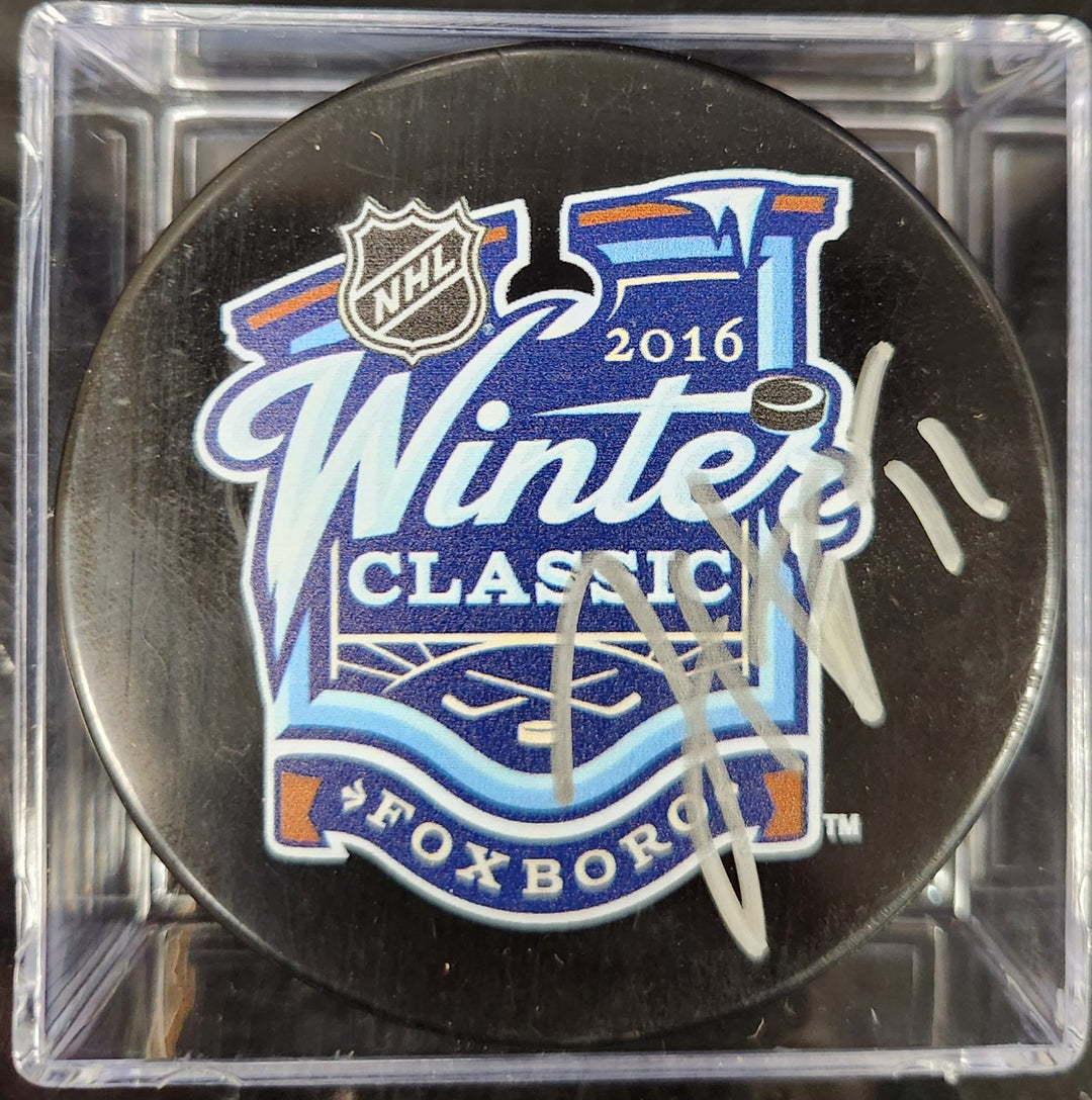 Jimmy Hayes Signed 2016 Winter Classic NHL Puck Boston Bruins Beckett COA
