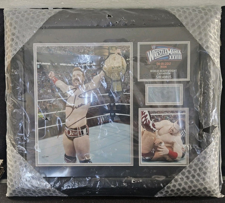 Sheamus Signed Framed Wrestlemania 28 Photo W/piece Of Ring WWE COA /1000