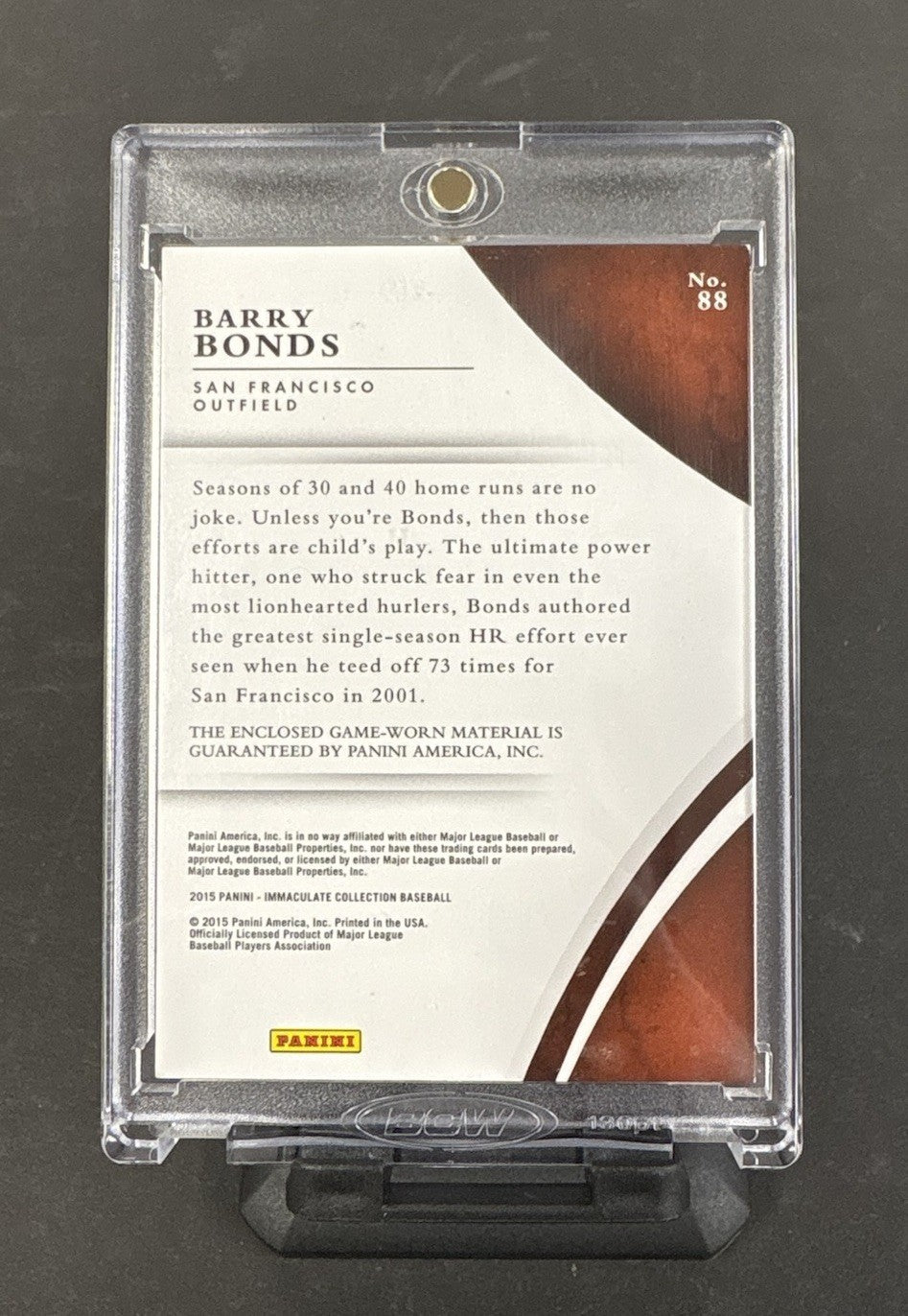 2015 Panini Immaculate Collection Barry Bonds 1/1 Patch Russell Logo SF Giants