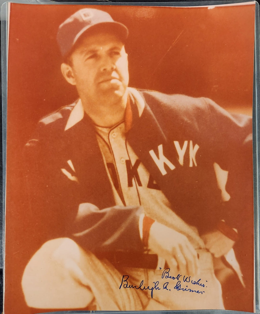 Burleigh Grimes Signed Inscribed 8x10 Photo Brooklyn Dodgers Pirates HOF COA
