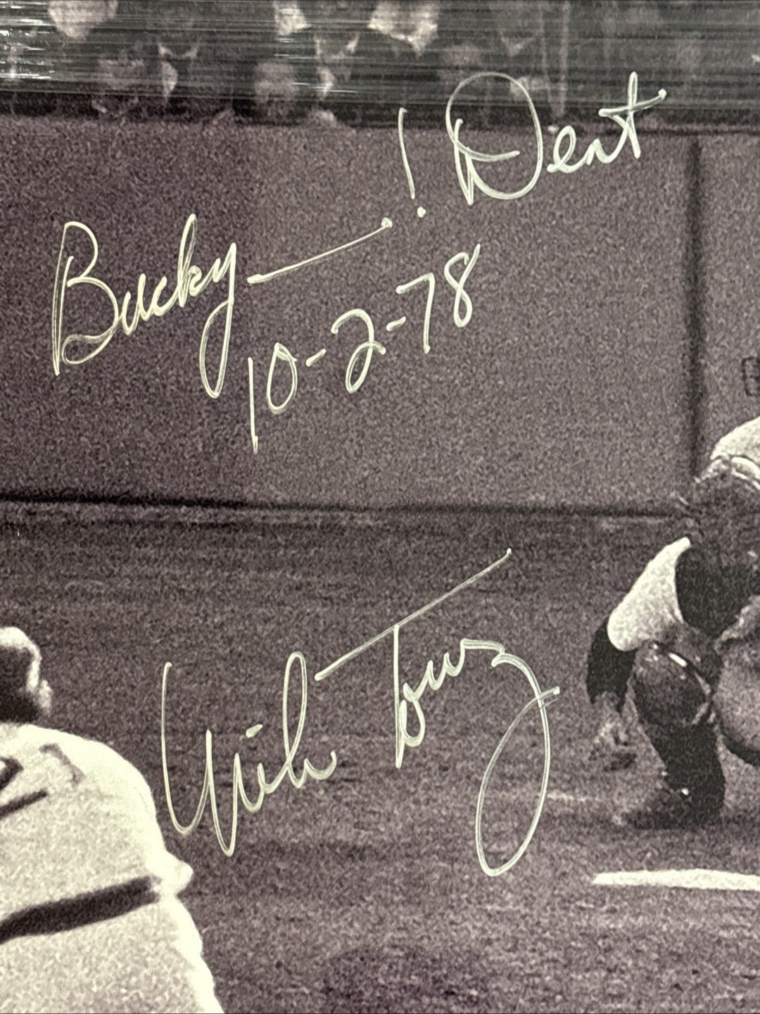 Bucky Dent Mike Torrez Signed 16x20 “Bucky ___! Dent” & Date Inscription Beckett