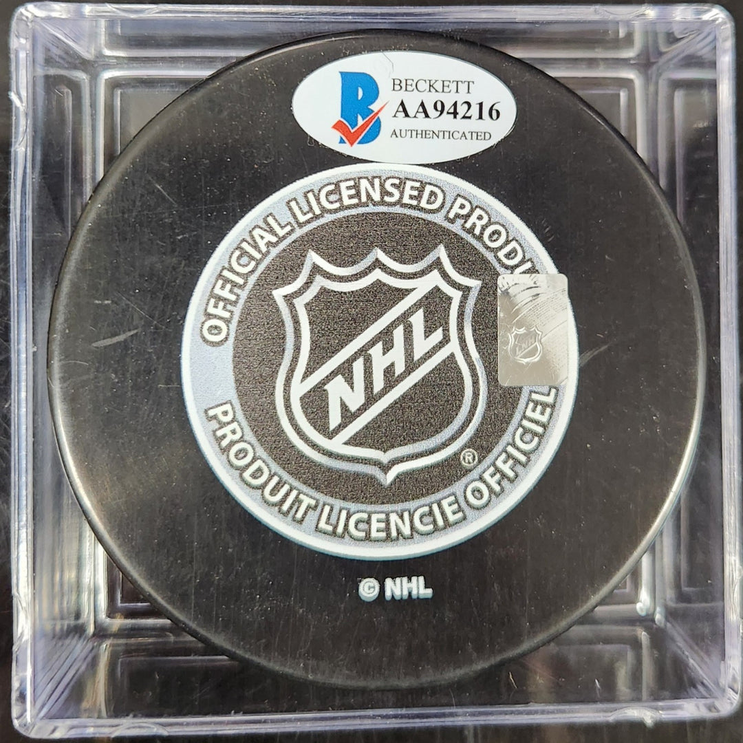 Jimmy Hayes Signed 2016 Winter Classic NHL Puck Boston Bruins Beckett COA
