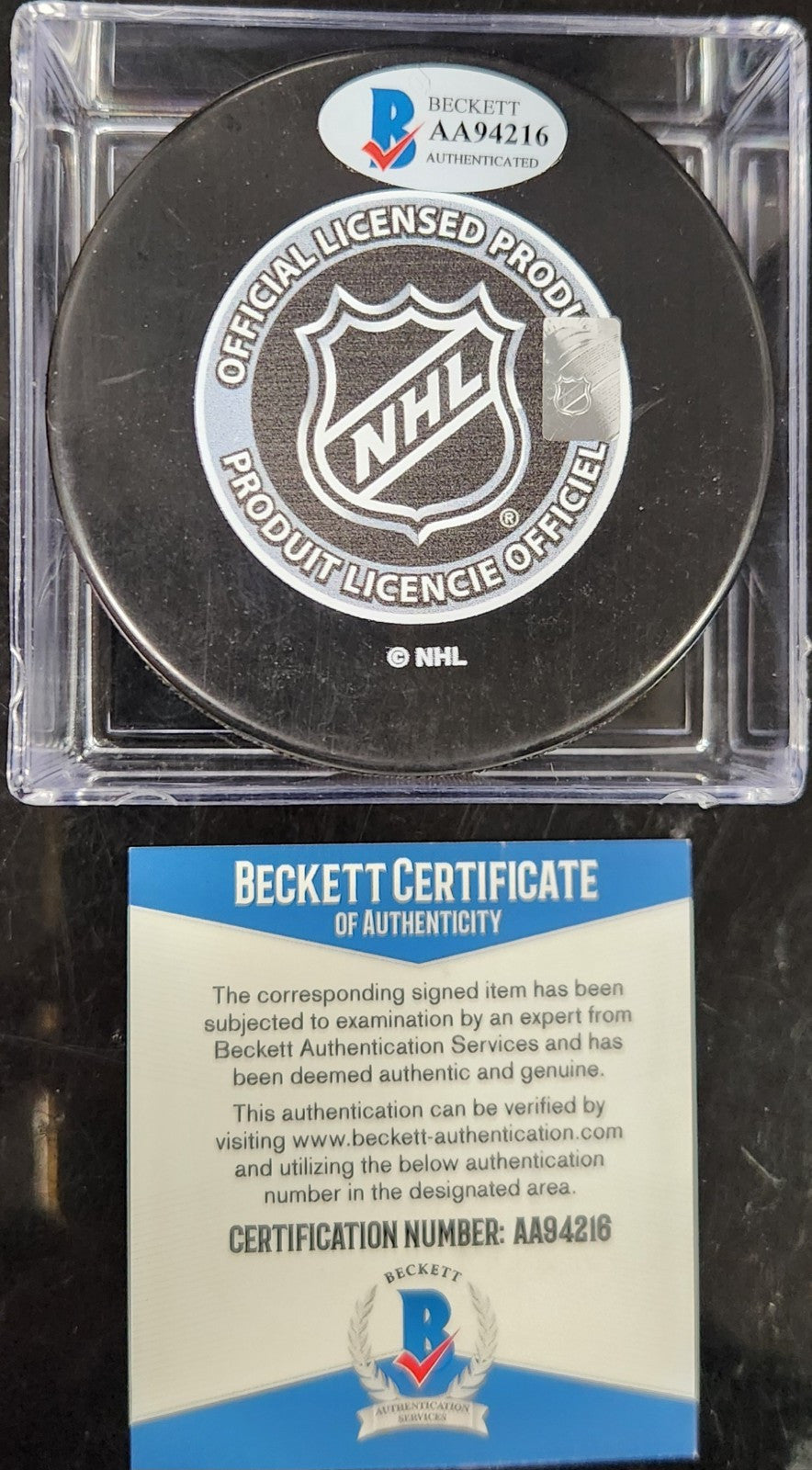 Jimmy Hayes Signed 2016 Winter Classic NHL Puck Boston Bruins Beckett COA